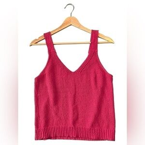 Madewell - Coral Pink Knit V-Neck Tank - M